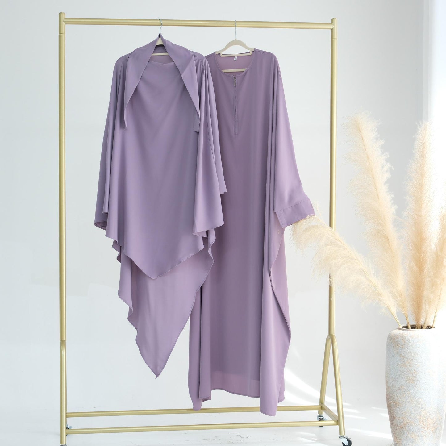 TY-595 Oversized Solid Color Batwing Sleeve Long Robe With Headscarf