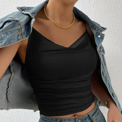 GUJI—-83 Women's Best-Selling Slim Fit Elegant Draped Neck High-Elastic Knit Camisole Topfashion casual cool tubetopandjorts