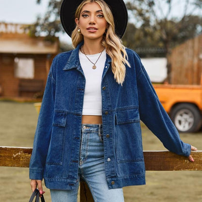 GUJI—-97 New Versatile Slimming Retro Classic Loose Denim Casual Jacket For Womenfashion wardrobe staple mitsycroptop denim bolero regular sleeve fashion denim jacke