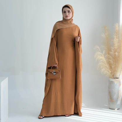 TY-602 Abaya Party Dress With Cinched Waist And Batwing Sleeves