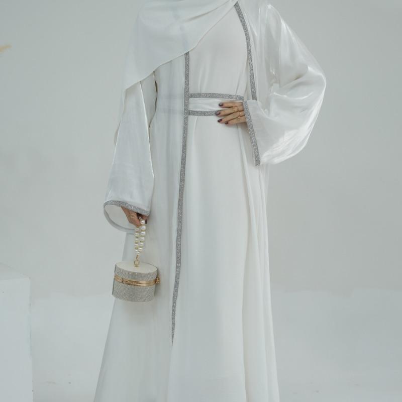 TY-617 Everyday Solid Color Trimmed Long Robe Cardigan