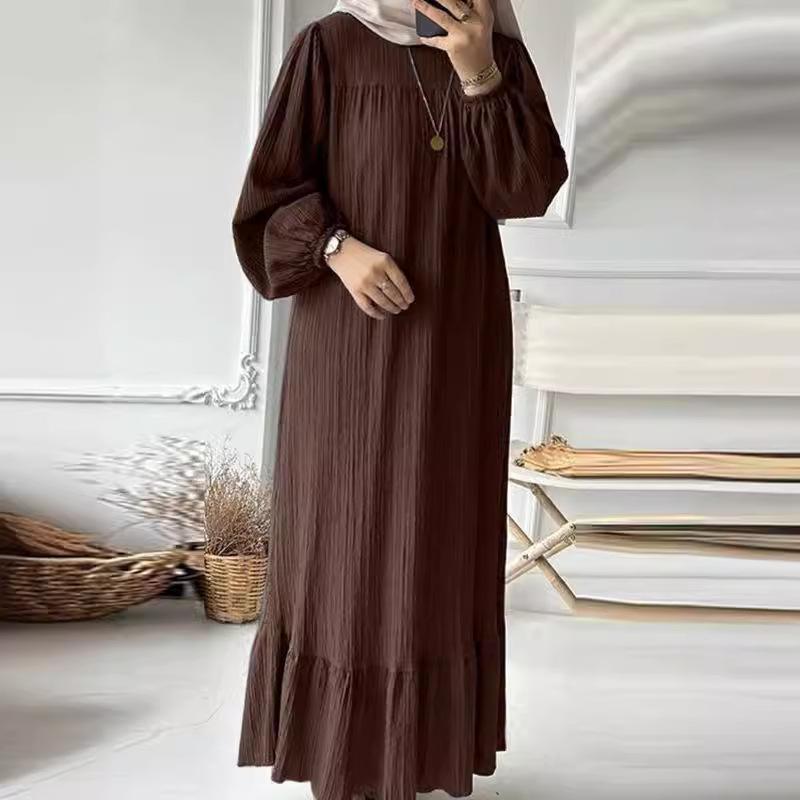 ZM-3 2024 Women's Long Gown - New Spring/Autumn Fashion Puff Sleeve Vintage Pocket Ruffled Hem Dress Pretty Dressfashion Goddess Dress Occasion Dress Dresses One Shoulder