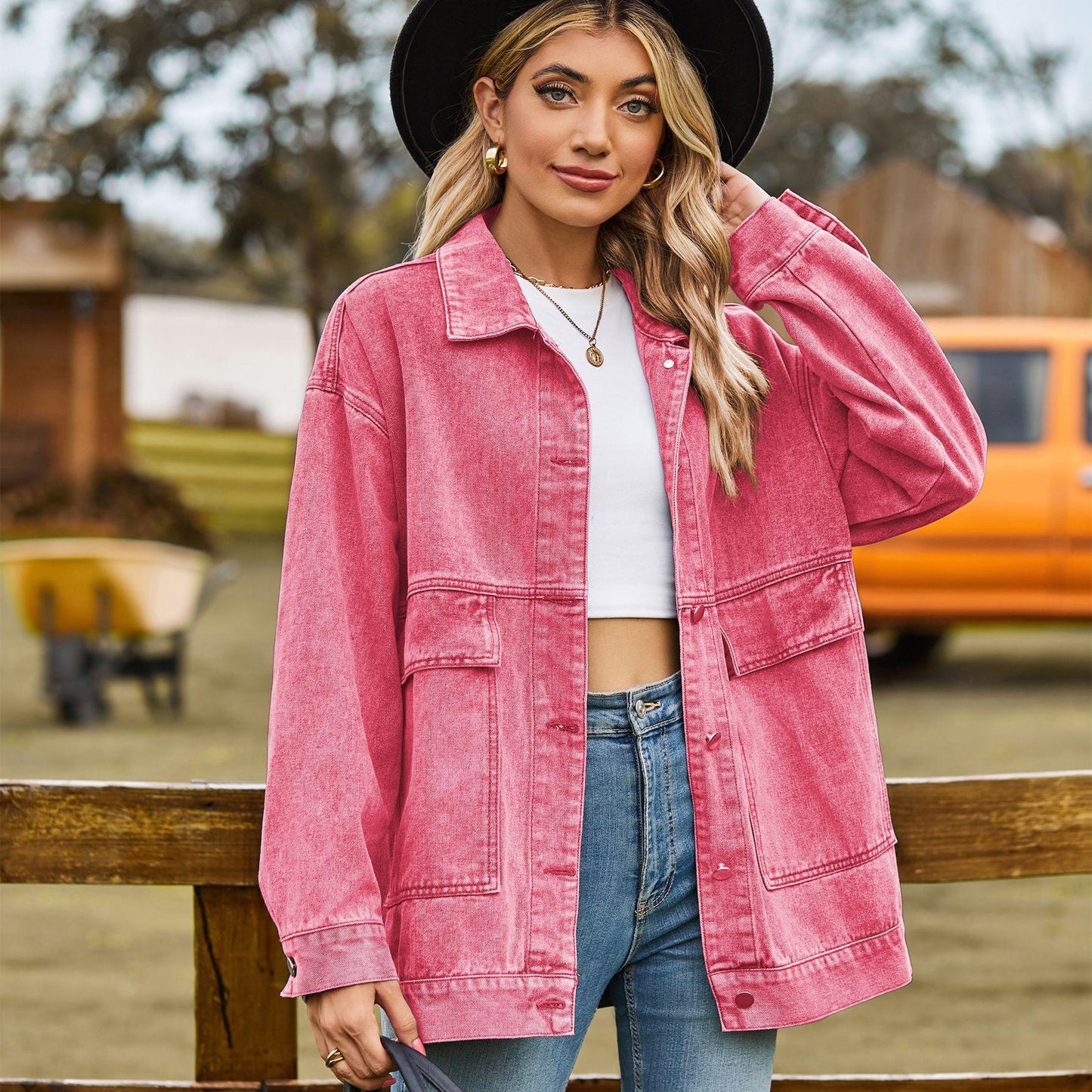 GUJI—-97 New Versatile Slimming Retro Classic Loose Denim Casual Jacket For Womenfashion wardrobe staple mitsycroptop denim bolero regular sleeve fashion denim jacke