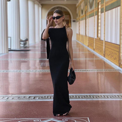 GUJI—49 2024 New Style Elegant And Sexy Bodycon Maxi Dressfashion Dress Shopping Date Dress halter regular casual dresses