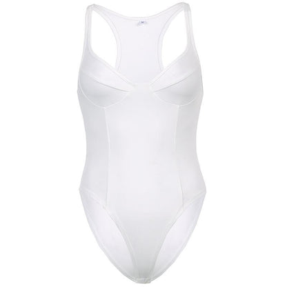 GUJI—226 Summer New Women's Solid Color Basic V-Neck Sleeveless Bodysuit T-Shirt