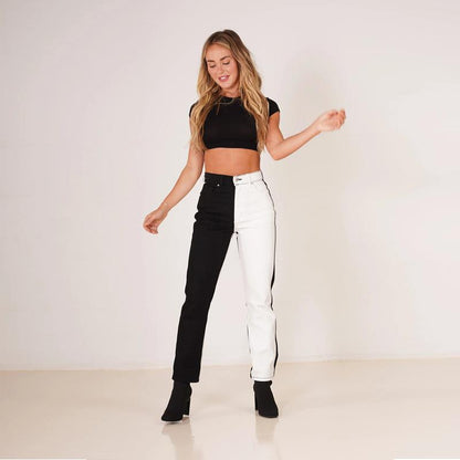 GUJI—22 Women's Fashion Stretch Straight-Leg Washed High Waist Jeans Fashionnovajeans Perfect Denim Casual Low Waist Fashion