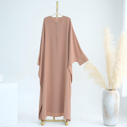 TY-595 Oversized Solid Color Batwing Sleeve Long Robe With Headscarf