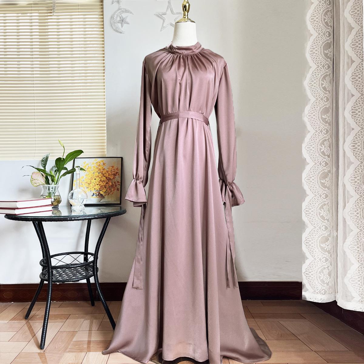ZM-2 Noble Satin Long Sleeve Gown Pretty Dress Fashion Elegant Long Party Gown