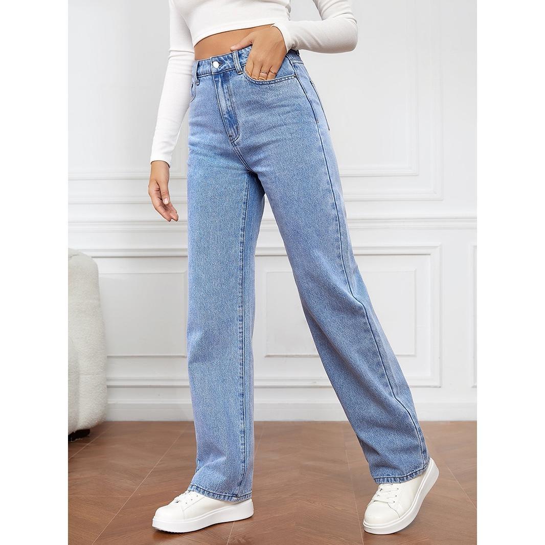 GUJI—195 Popular Stretch Washed Denim Fashion Straight-Leg Jeans For Women Fashion
