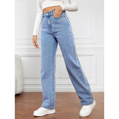 GUJI—195 Popular Stretch Washed Denim Fashion Straight-Leg Jeans For Women Fashion