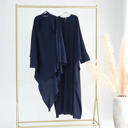 TY-595 Oversized Solid Color Batwing Sleeve Long Robe With Headscarf