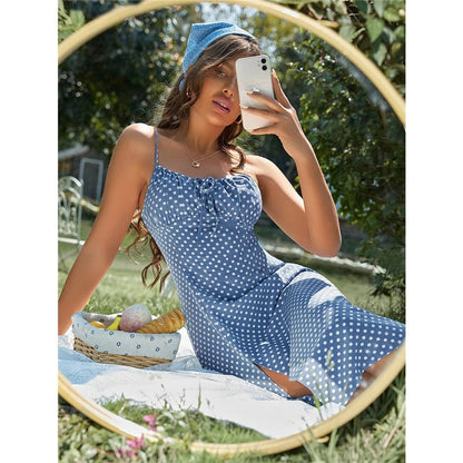 GUJI—142 Milkmaid Sundress Dress Gorgeous Floral Expression Commuter Maxi Dress Milkmaidsundressdress Casual Comfort Womenswear Soft Aestheticsfashion halter regular casual dresses