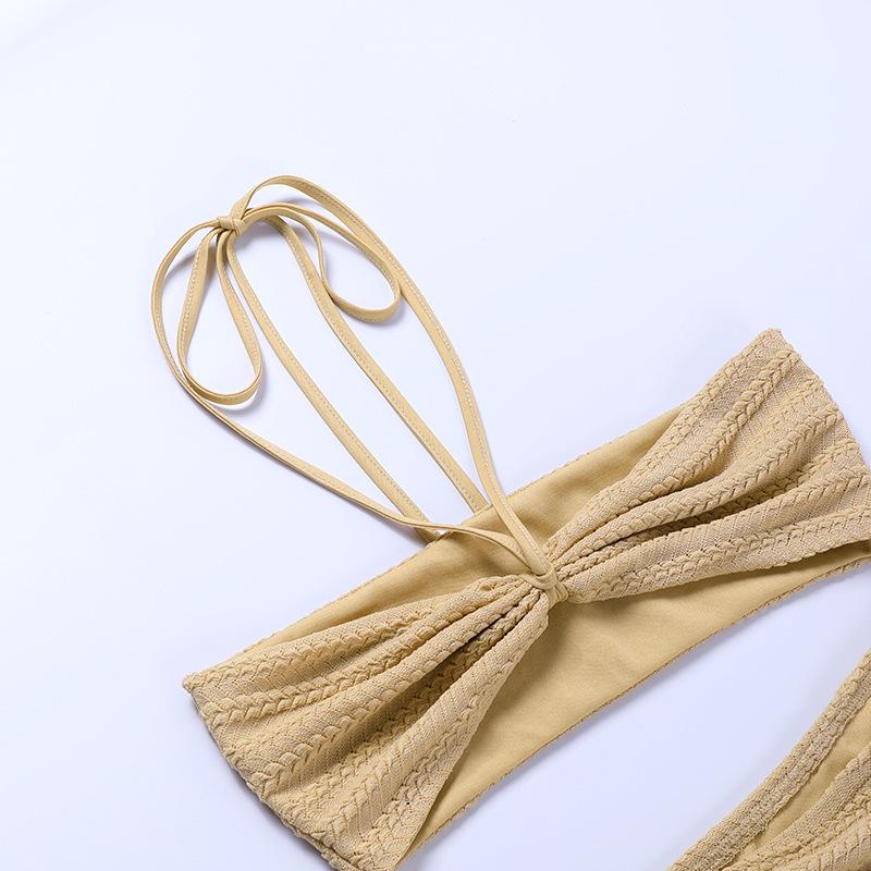GUJI—47 Summer New Sexy Halter Neck Backless Crop Top And Split Dress Set For Women Fashion