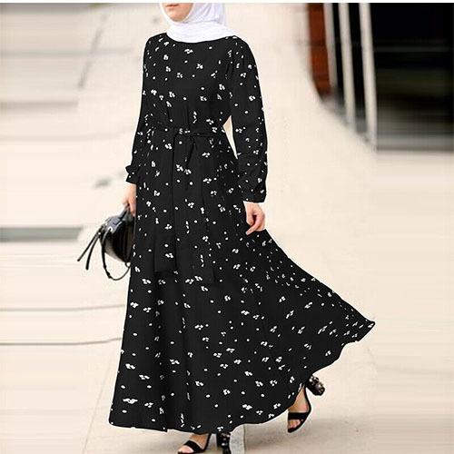 GUJI—166 Autumn Floral Swing Dress With Polka Dot Print Long Sleeves, Elegant Round Neck Floral Dress Off Shoulder Sexy Formal Dresses Fashion oy s beauty regular sleeve modern