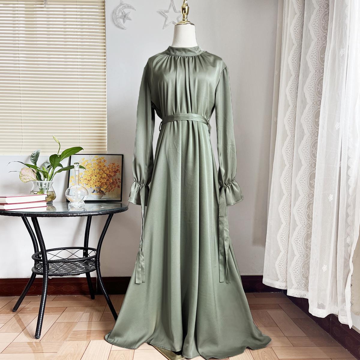 ZM-2 Noble Satin Long Sleeve Gown Pretty Dress Fashion Elegant Long Party Gown