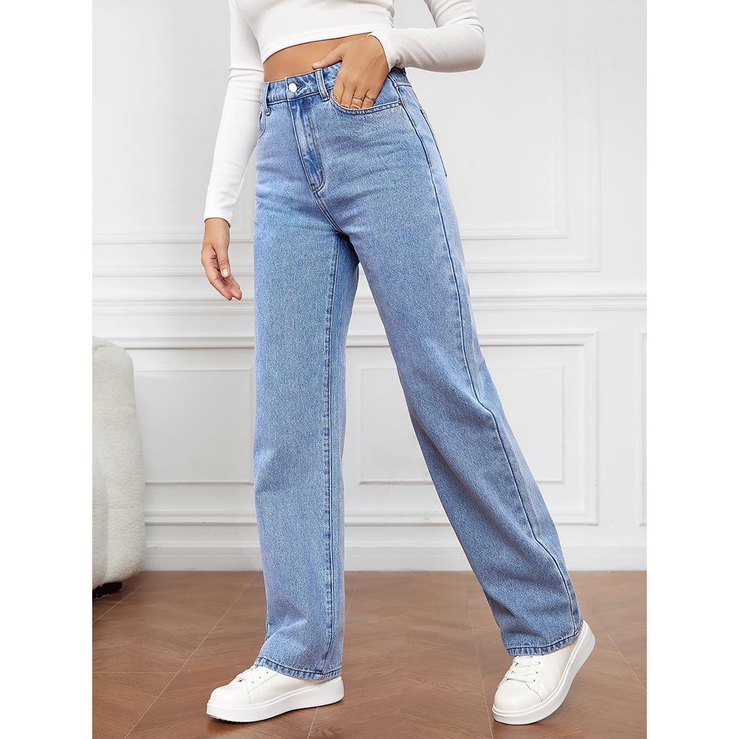 GUJI—195 Popular Stretch Washed Denim Fashion Straight-Leg Jeans For Women Fashion
