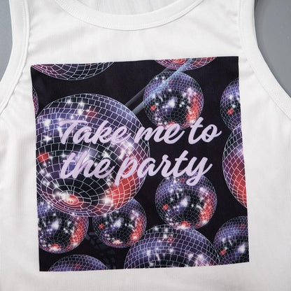 GUJI—128 New Fashion Digital Printed Round Neck Sleeveless Crop Top Fashion Topfashion