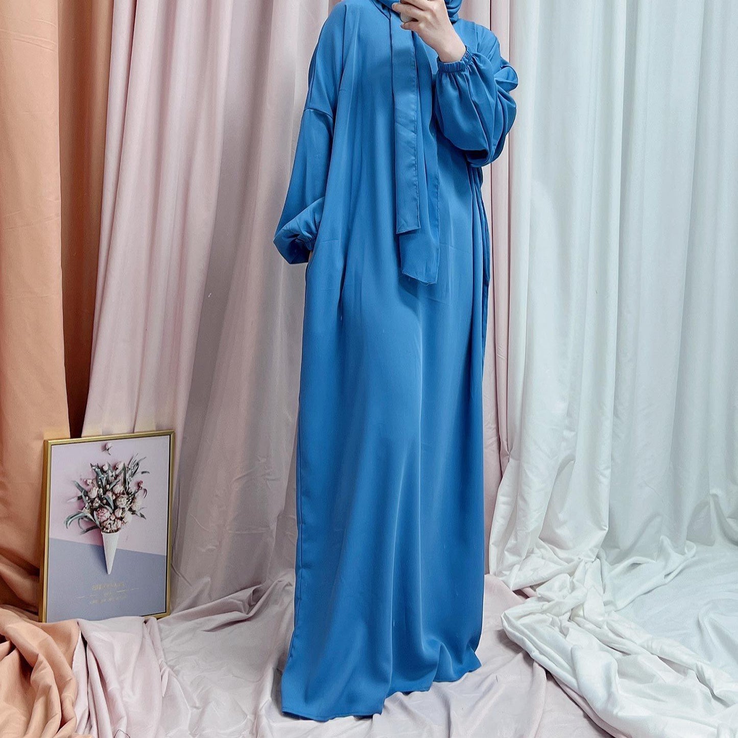 TY-599 Premium Abaya Dress With Attached Hijab