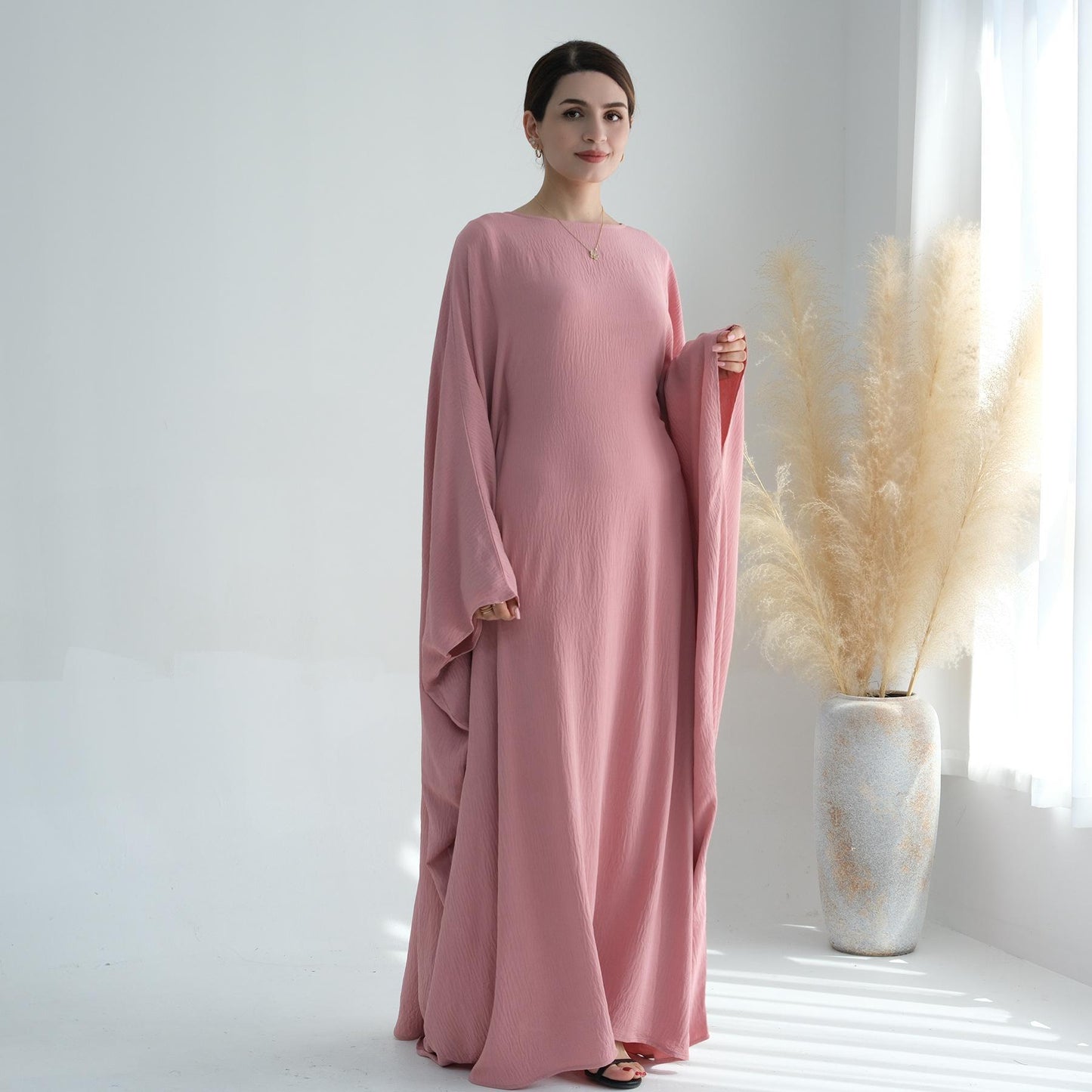 TY-602 Abaya Party Dress With Cinched Waist And Batwing Sleeves