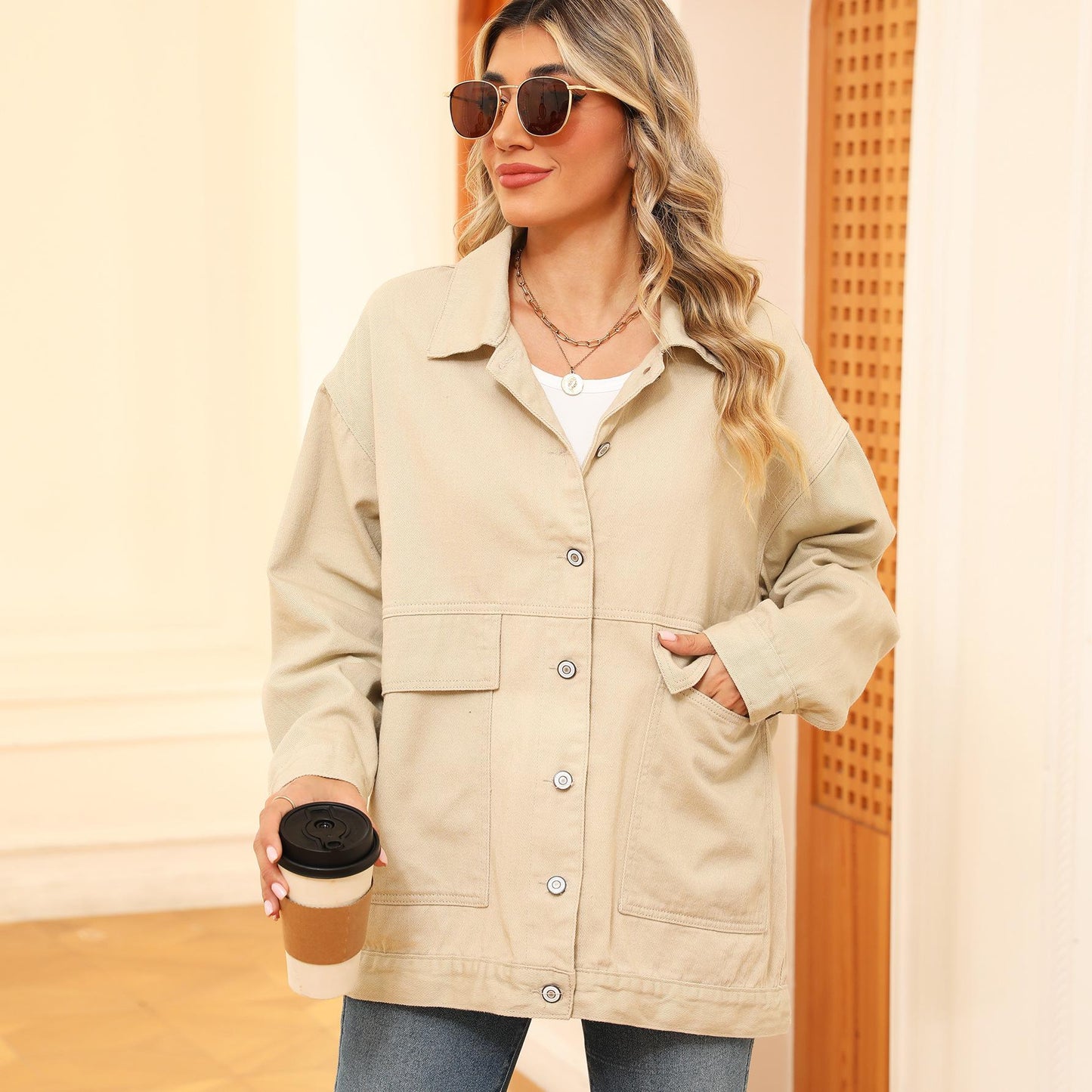 GUJI—-97 New Versatile Slimming Retro Classic Loose Denim Casual Jacket For Womenfashion wardrobe staple mitsycroptop denim bolero regular sleeve fashion denim jacke