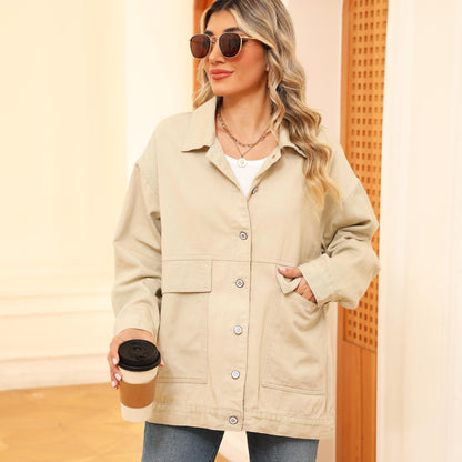 GUJI—-97 New Versatile Slimming Retro Classic Loose Denim Casual Jacket For Womenfashion wardrobe staple mitsycroptop denim bolero regular sleeve fashion denim jacke