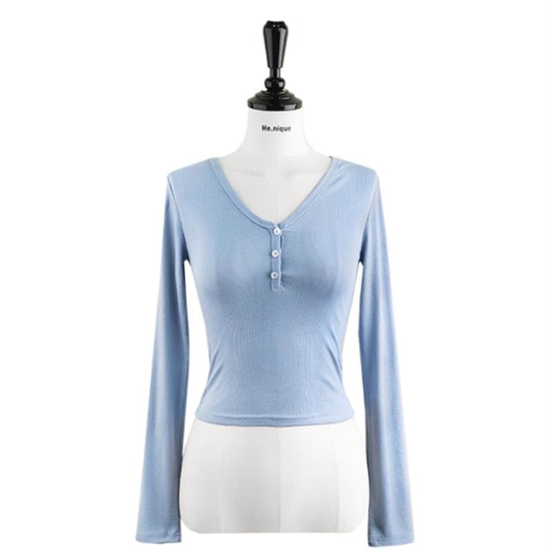 GUJI—15 Women's New Fashion Button-Detail Base Shirt, Slim Fit Long Sleeve Top Fashion baggy shirt