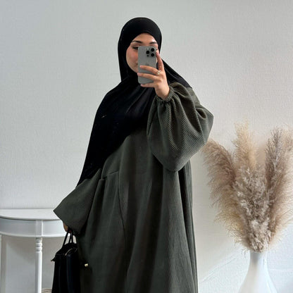 TY-596 Abaya Loose-Fit Casual Dress With Flared Skirt