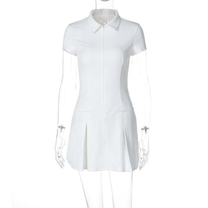 GUJI—211 Summer New Women's Fashion Temperament Sleeveless Slim Waist Pleated Dress Breathable Casual Womenswear
