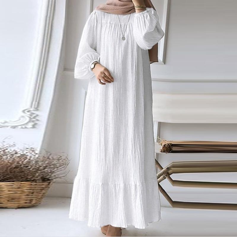 ZM-3 2024 Women's Long Gown - New Spring/Autumn Fashion Puff Sleeve Vintage Pocket Ruffled Hem Dress Pretty Dressfashion Goddess Dress Occasion Dress Dresses One Shoulder