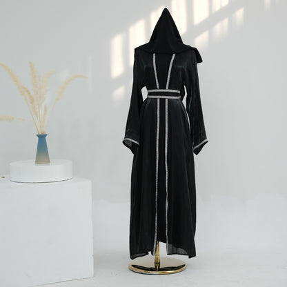 TY-617 Everyday Solid Color Trimmed Long Robe Cardigan