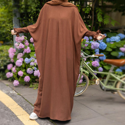 TY-612 Solid Color Batwing Dress