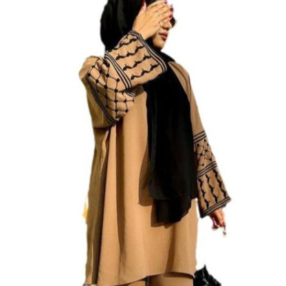 TY-613 Embroidered Top With Wide-Leg Pants Two-Piece Set