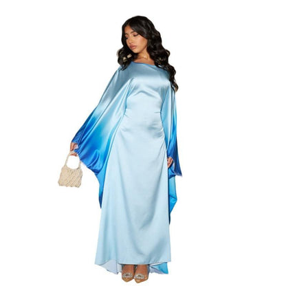 GJ-597 Abaya Gradient Color Waist-Tied Batwing Sleeve Dress