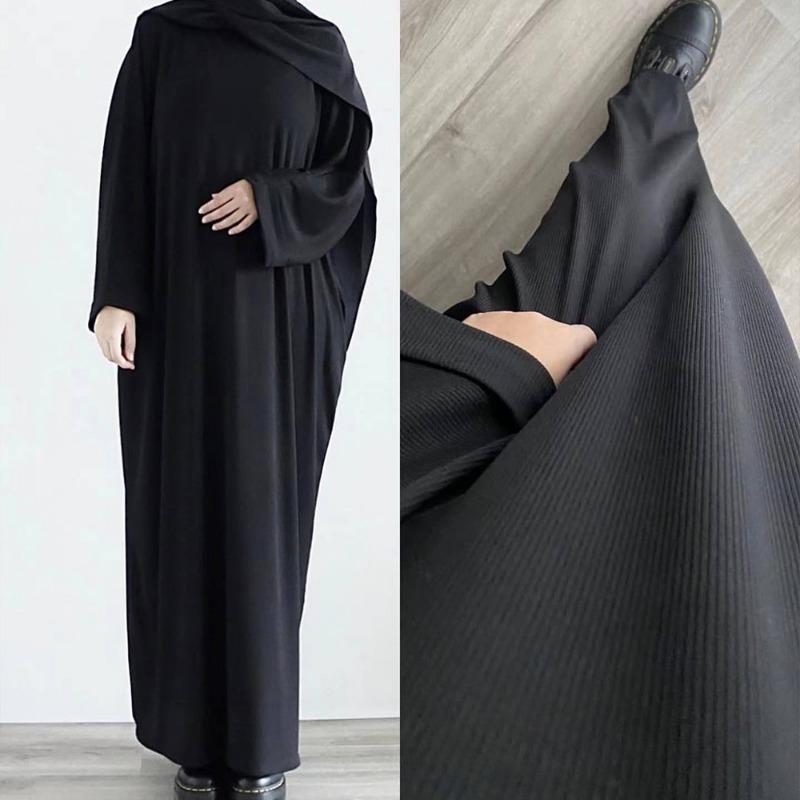 TY-609 High-Quality Solid Color Round Neck Ribbed Knit Dress