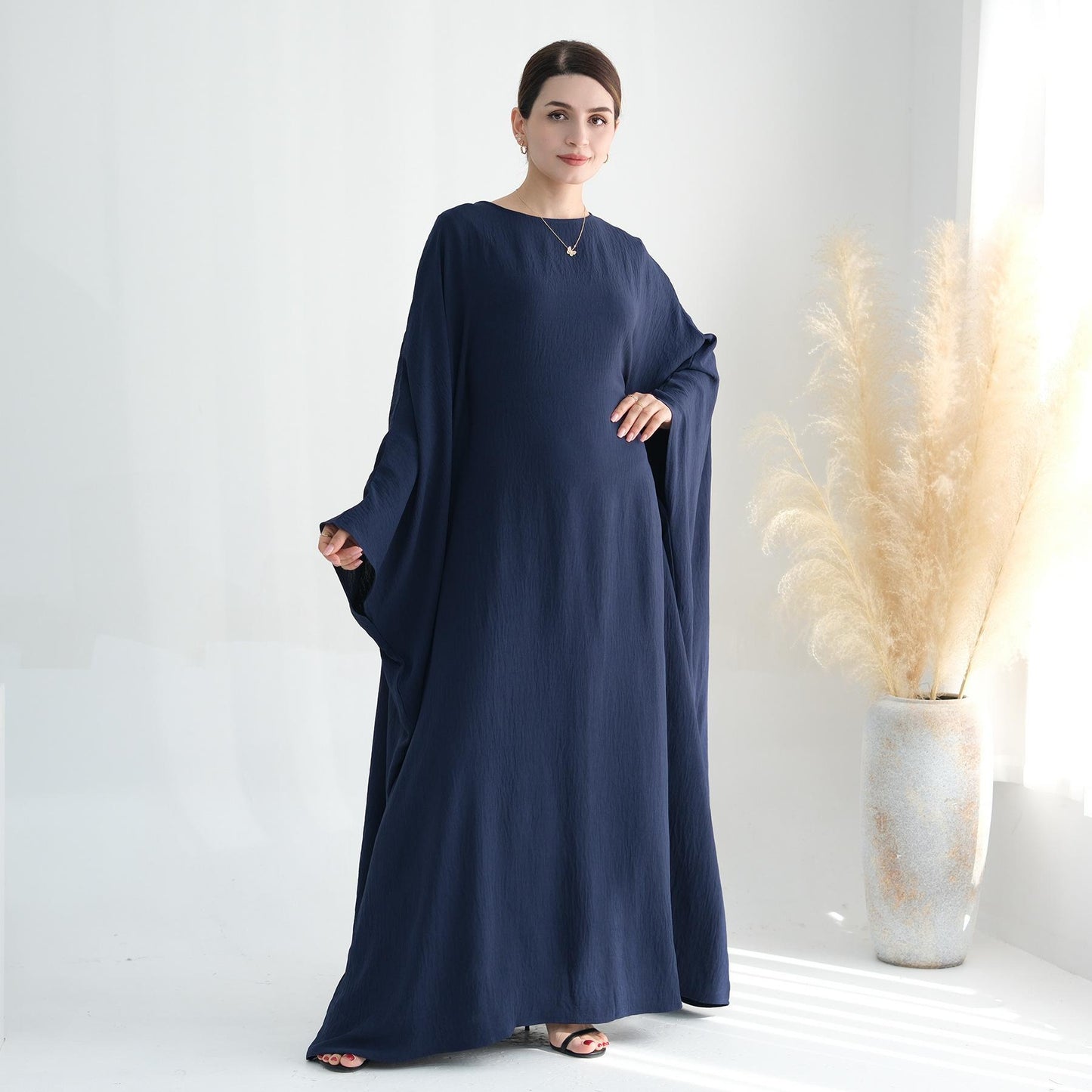 TY-602 Abaya Party Dress With Cinched Waist And Batwing Sleeves