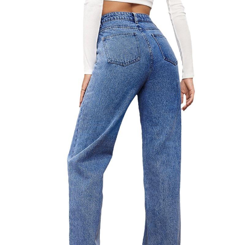 GUJI—195 Popular Stretch Washed Denim Fashion Straight-Leg Jeans For Women Fashion