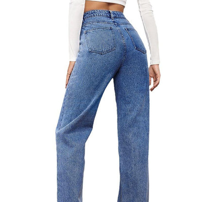 GUJI—195 Popular Stretch Washed Denim Fashion Straight-Leg Jeans For Women Fashion