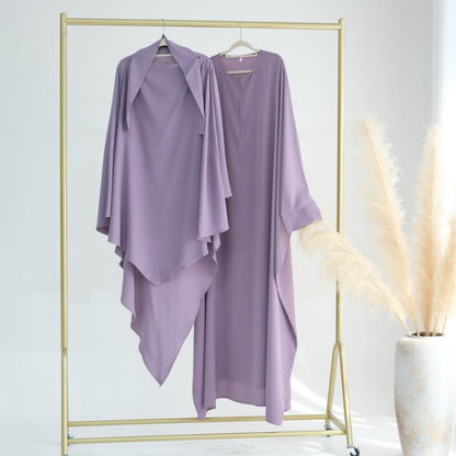 TY-595 Oversized Solid Color Batwing Sleeve Long Robe With Headscarf