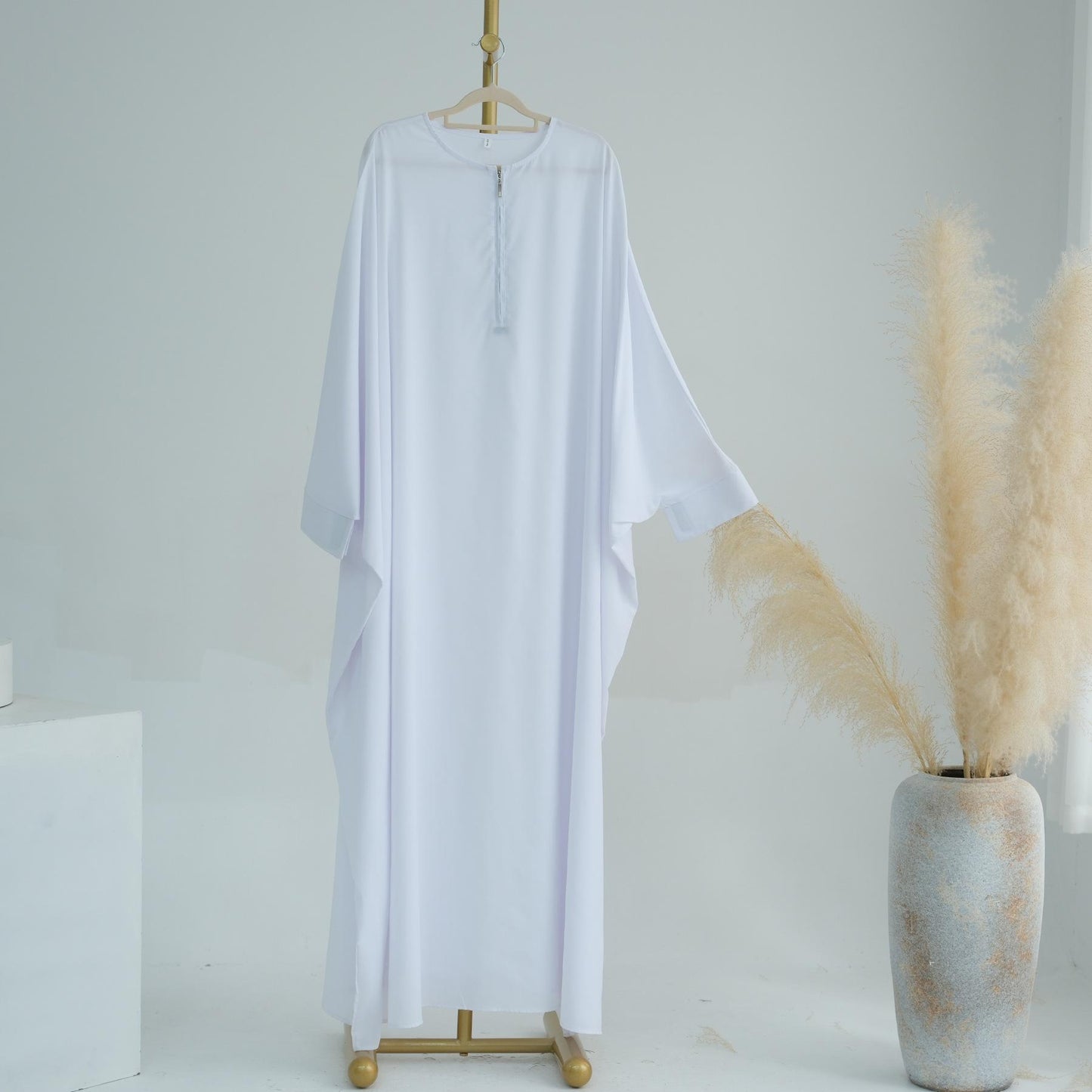 TY-595 Oversized Solid Color Batwing Sleeve Long Robe With Headscarf