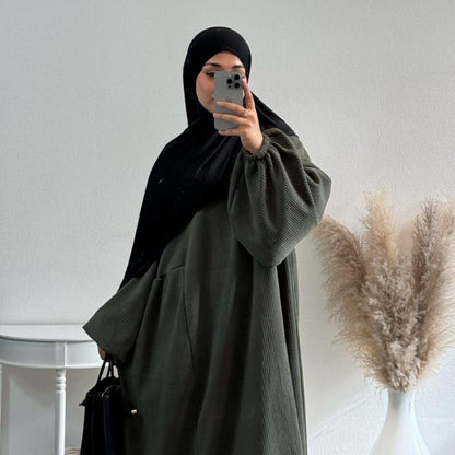 TY-596 Abaya Loose-Fit Casual Dress With Flared Skirt