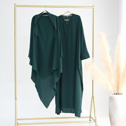 TY-595 Oversized Solid Color Batwing Sleeve Long Robe With Headscarf