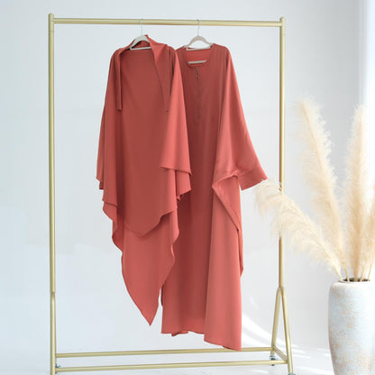TY-595 Oversized Solid Color Batwing Sleeve Long Robe With Headscarf