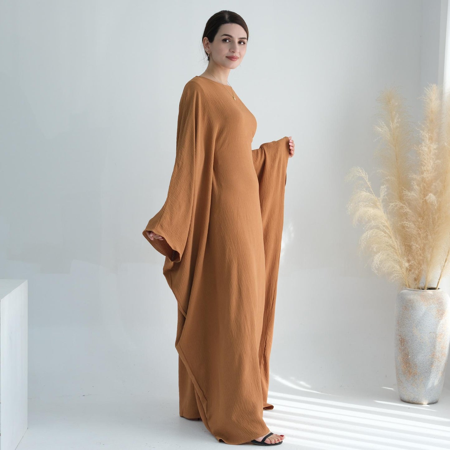 TY-602 Abaya Party Dress With Cinched Waist And Batwing Sleeves