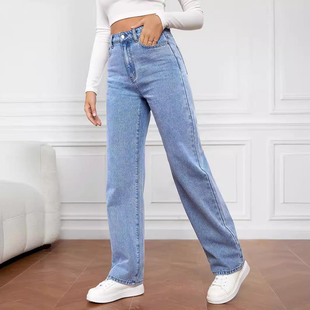 GUJI—195 Popular Stretch Washed Denim Fashion Straight-Leg Jeans For Women Fashion