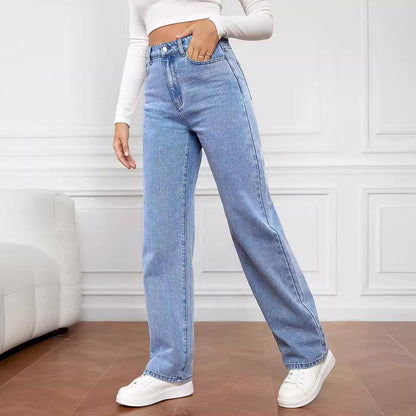 GUJI—195 Popular Stretch Washed Denim Fashion Straight-Leg Jeans For Women Fashion