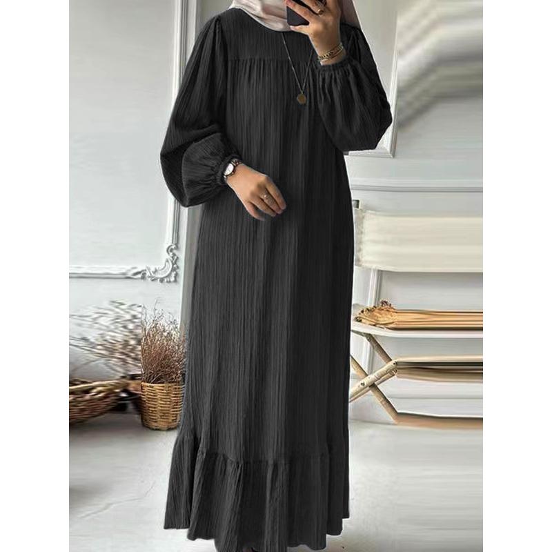 ZM-3 2024 Women's Long Gown - New Spring/Autumn Fashion Puff Sleeve Vintage Pocket Ruffled Hem Dress Pretty Dressfashion Goddess Dress Occasion Dress Dresses One Shoulder