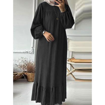 ZM-3 2024 Women's Long Gown - New Spring/Autumn Fashion Puff Sleeve Vintage Pocket Ruffled Hem Dress Pretty Dressfashion Goddess Dress Occasion Dress Dresses One Shoulder