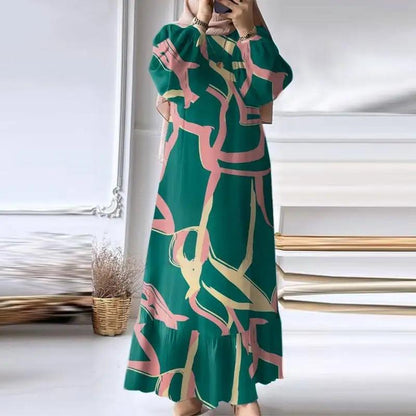 ZM-3 2024 Women's Long Gown - New Spring/Autumn Fashion Puff Sleeve Vintage Pocket Ruffled Hem Dress Pretty Dressfashion Goddess Dress Occasion Dress Dresses One Shoulder