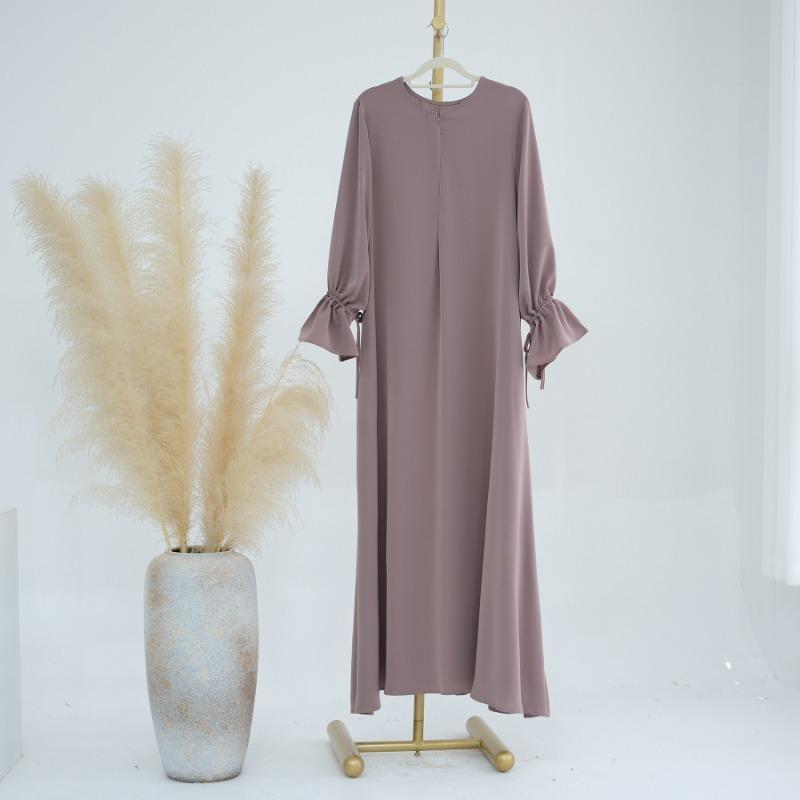 TY-605 Bell Sleeve Solid Color Ankle-Length Dress