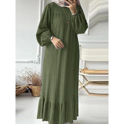 ZM-3 2024 Women's Long Gown - New Spring/Autumn Fashion Puff Sleeve Vintage Pocket Ruffled Hem Dress Pretty Dressfashion Goddess Dress Occasion Dress Dresses One Shoulder